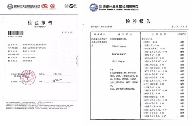 高潔雅軟通動力空氣治理檢驗報告